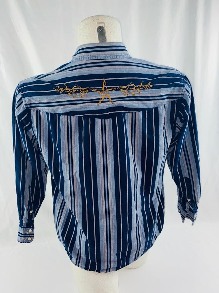 Chemise Homme Hard Rock Brodée Guitare - Taille M - Manches Longues - Bleue