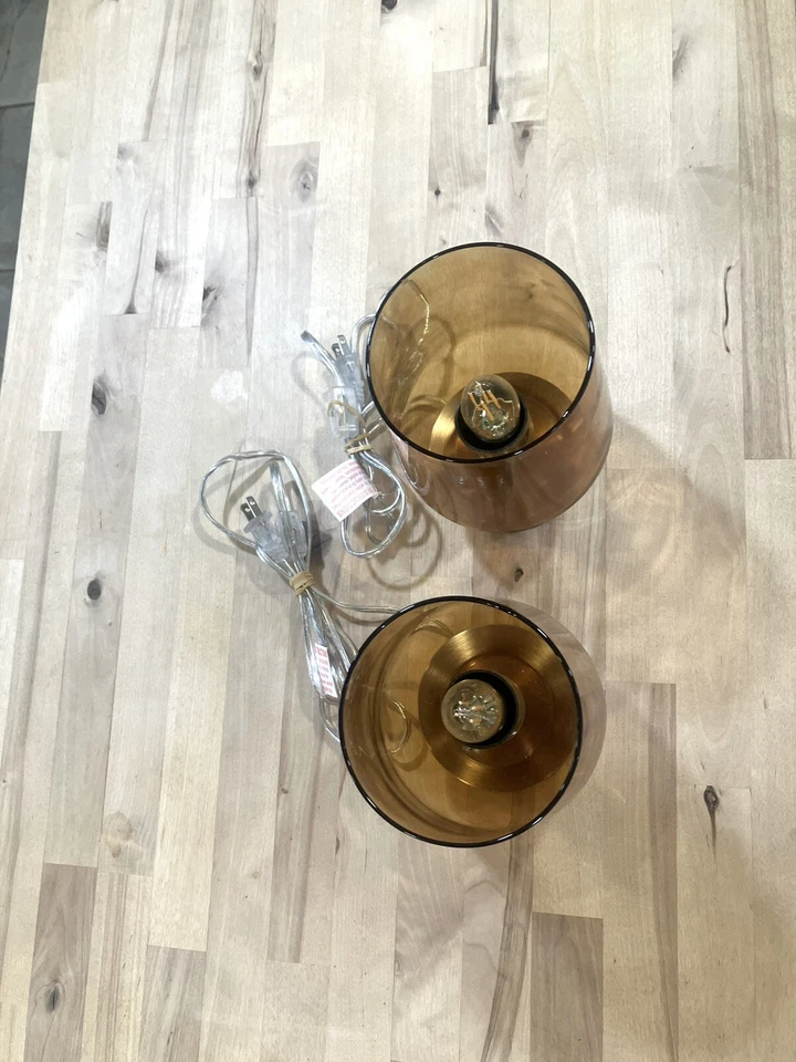 "Juego de 2 lámparas de acento lámparas de mesa base metálica 8"" H" Foto 3 de 4