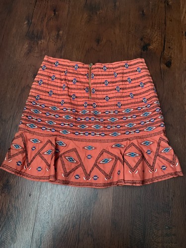 Twelfth Street by Cynthia Vincent Embroidered Ginger Red Mini Skirt Size L NWT - Picture 4 of 6