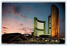 1973 The New City Hall Illuminated Toronto Ontario Canada Vintage Postcard