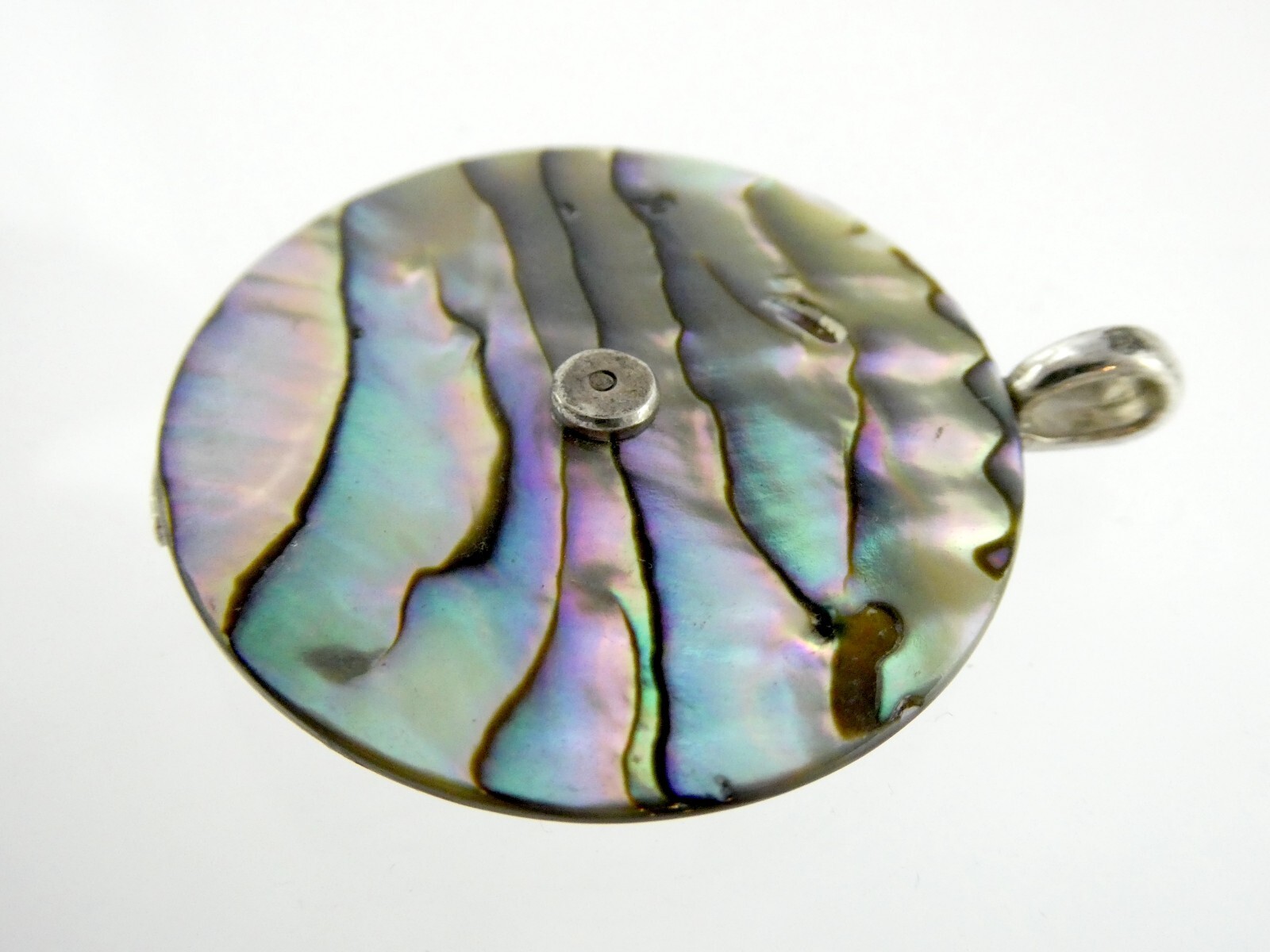 Sterling Silver Bamboo Theme Abalone Shell Pendan… - image 3