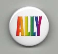 ALLY 1.5" pinback button Pride 2022 LGBT LGBTQ rainbow parade