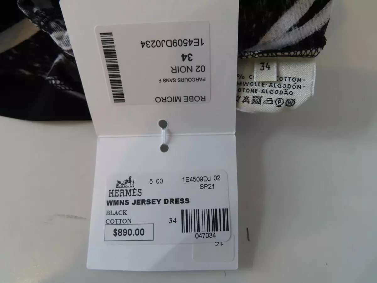 NWT Hermes Black Equestrian Print Cotton Jersey Dress EUR 34/US 2 $890