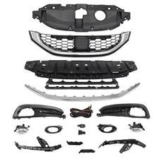 14PC For Civic Sedan 2013-2015 Bumper Grille Mesh Fog Light HeadLamp Bracket Kit