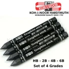 KOH-I-NOOR Jumbo Graphite Woodless Stick 8971 HB 2B 4B 6B Pencil Drawing Art