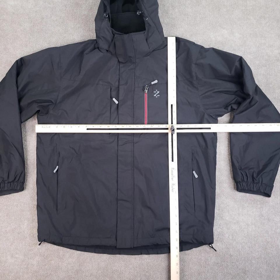 Chaqueta de Invierno Izod Para Hombres Mediana Negra Cremallera Completa Con Capucha Forrada de Vellón Abrigo Informal Foto 2 de 4