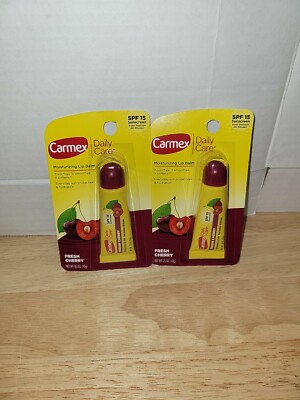 2 Pack Carmex Daily Care Moisturizing Lip Balm Fresh Cherry .35oz SPF 15