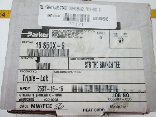 Original Parker Hannifin Hydraulikverschraubung 16 S50X-S gerades Gewinde Abzweig T-Stück S - Bild 9 von 9