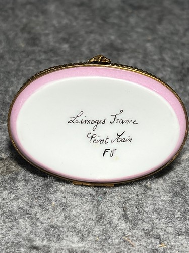 Limoges France Porcelain Hand Painted White Cat Trinket Box - Picture 5 of 9