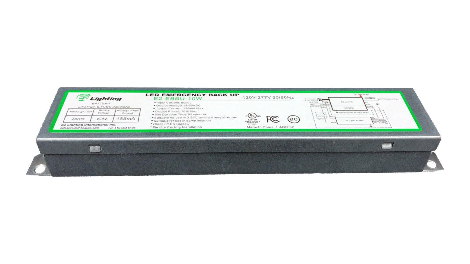 E2 Lighting LOW PROFILE 10W Emergency LED Backup Battery Driver, 2000 cycle