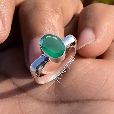 Green Onyx Gemstone 925 Sterling Silver Handmade Ring Any Occasion Wear Jewelry