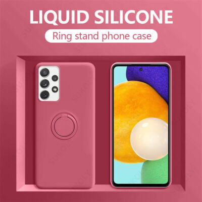 For Samsung S23 S21 S20 FE Plus S22 Ultra Slim Silicone Magnetic Ring Case Cover