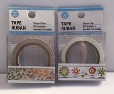 2 Tape Ruban 15mm/8m Crafts Crafting Tape Scrapbooking Spring Flowers Foliage