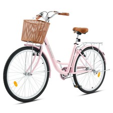 VIRIBUS 24/26Inch Ladies Women Beach Cruiser Bike Bicycle w/ Basket Comfort Ride