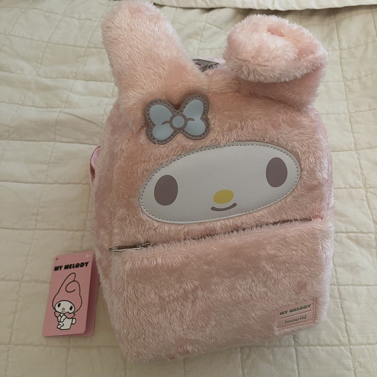 hello kitty backpack fuzzy Sanrio Hello Kitty Loungefly My Melody Fuzzy Mini Cosplay Backpack NWOT