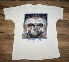 Maglietta concerto Michael Jackson Dangerous Tour 1992 vintage tour europeo punto singolo