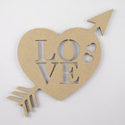 Wooden Love Heart Arrow Cupid Shape 50-400mm Craft Unpainted Natural 3mm MDF