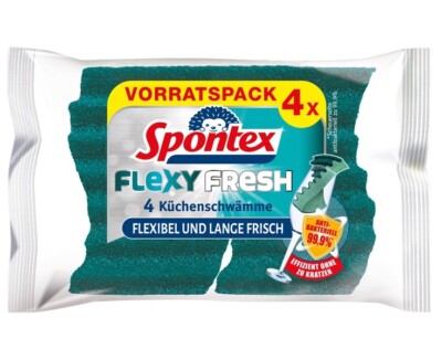 Spontex FLEXY Fresh anti-grease sponge set of 4 ct -1 PACK- FREE SHIPPING