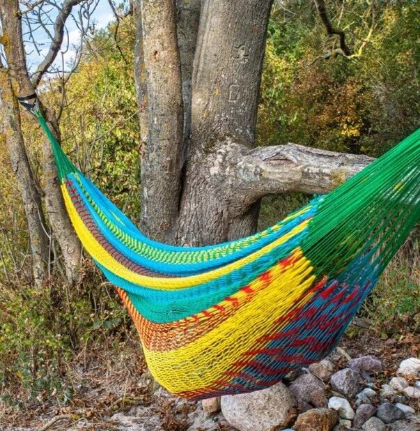 Hängematte Mikko bunt, robuste Handarbeit Mexiko, fair trade, extra stabil - Bild 4 von 4