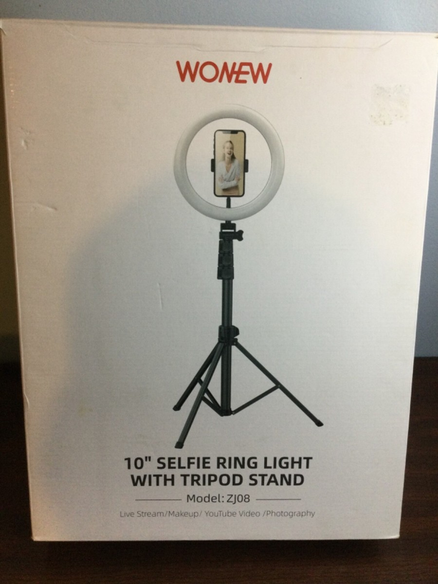 Wonew 10” Selfie Ring Light Tripod Stand ZJ08 for Streaming Make-up Photo  Video