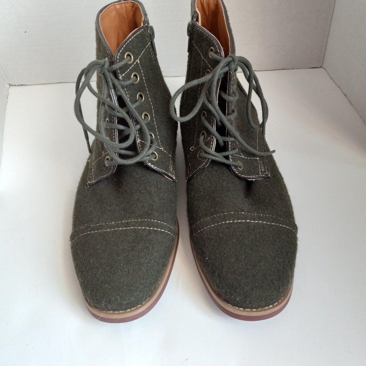 Giorgio Brutini Oxford Boot Mens 8.5 Chukka Lace Up Green Felt Stitch Side Zip Giorgio Brutini Mens Lace Up Oxford Boots 8.5 Green Felted  main image 2