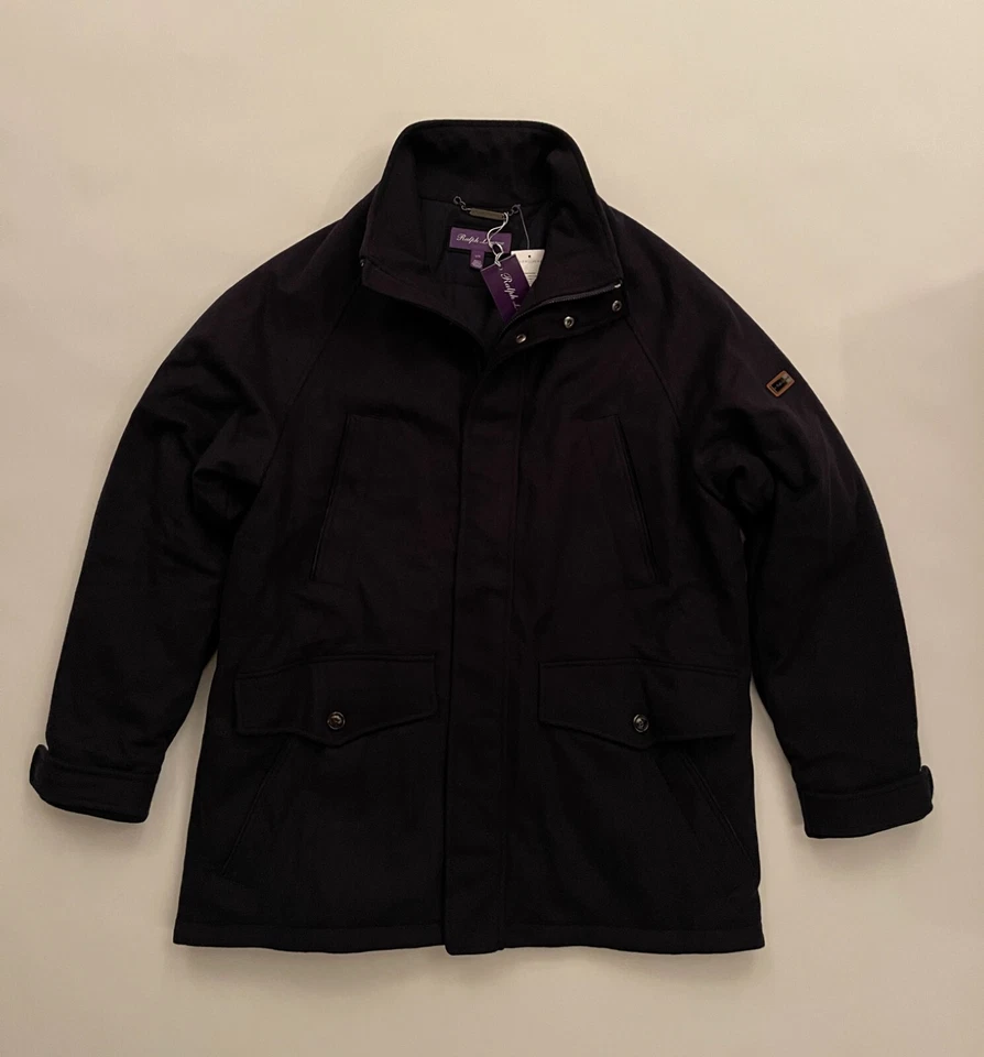Chaqueta Abrigo Ralph Lauren Etiqueta Púrpura Mandell Mezcla de Lana Coche L Azul Marino PVP £2130 UK Foto 3 de 4