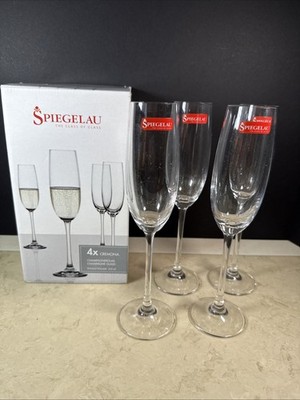 4 SPIEGELAU CREMONA Crystal Champagne Flute Glasses Wine Glasses Germany. NIB