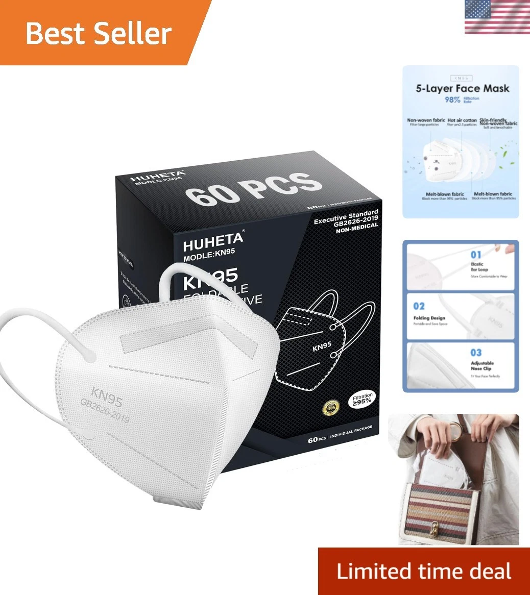 KN95 Mask, 5 Ply Protective Dispoasable Masks Filter Efficiency≥95%