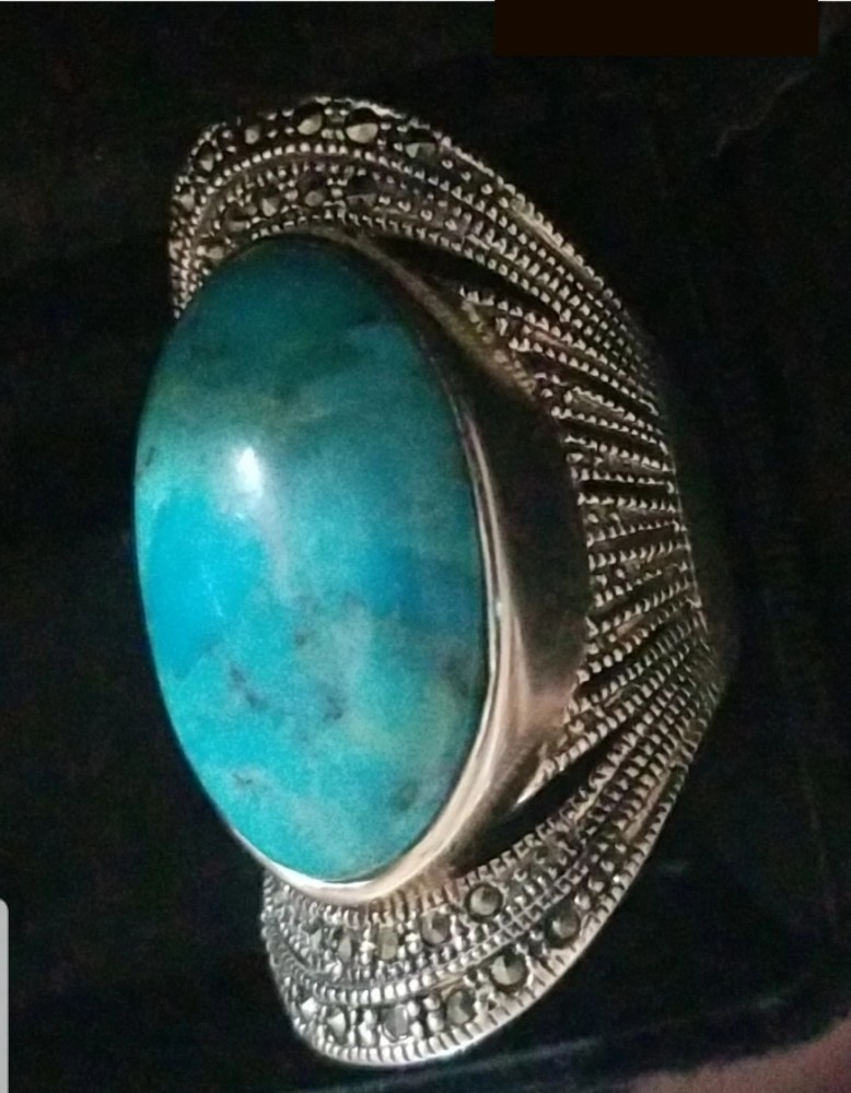 Large Turquoise Wrap Statement Ring Sterling Silv… - image 9