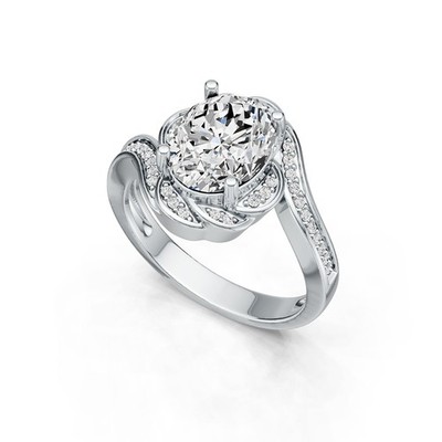 Sterling Silver Semi Mount Ring Setting Oval OV 8X10mm with White Topaz