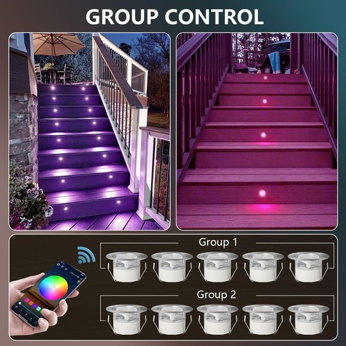 Kit de luces LED de cubierta, 12 piezas Φ1.78 regulables control WiFi bajo voltaje empotrado RG... - Imagen 7 de 9