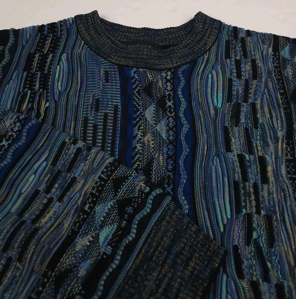 Vintage Protege Multicolor 3d Texture Pattern Knit Sweater Unique Colorful Coogi - Image 4 of 4