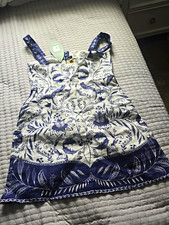 FARM Rio Girls Blue/White Floral Sleeveless Button Front A-Line Dress Sz S