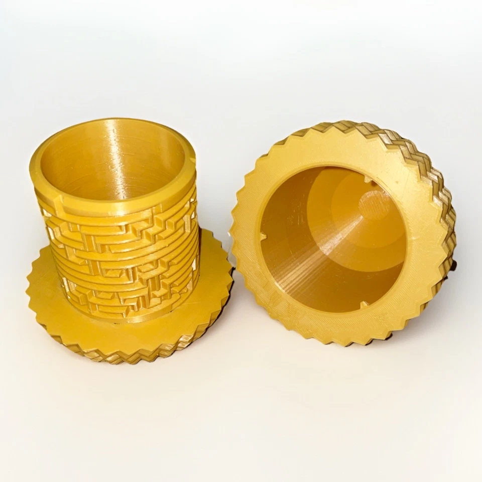 Enorme caja de regalo de laberinto rompecabezas de huevos dorados - contenedor cilindro laberinto impreso en 3D Foto 3 de 4