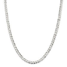 Sterling Silver 5.75mm Close Link Flat Curb Chain w/ Lobster Clasp 16" - 24"