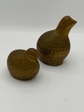 De Colección Par De Perdices De Codorniz De Latón Pájaro Estatuillas Pisapapeles Estatuas MCM