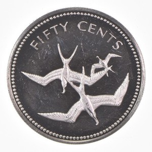 SILVER - WORLD Coin - 1974 Belize 50 Cents - World Silver Coin *071