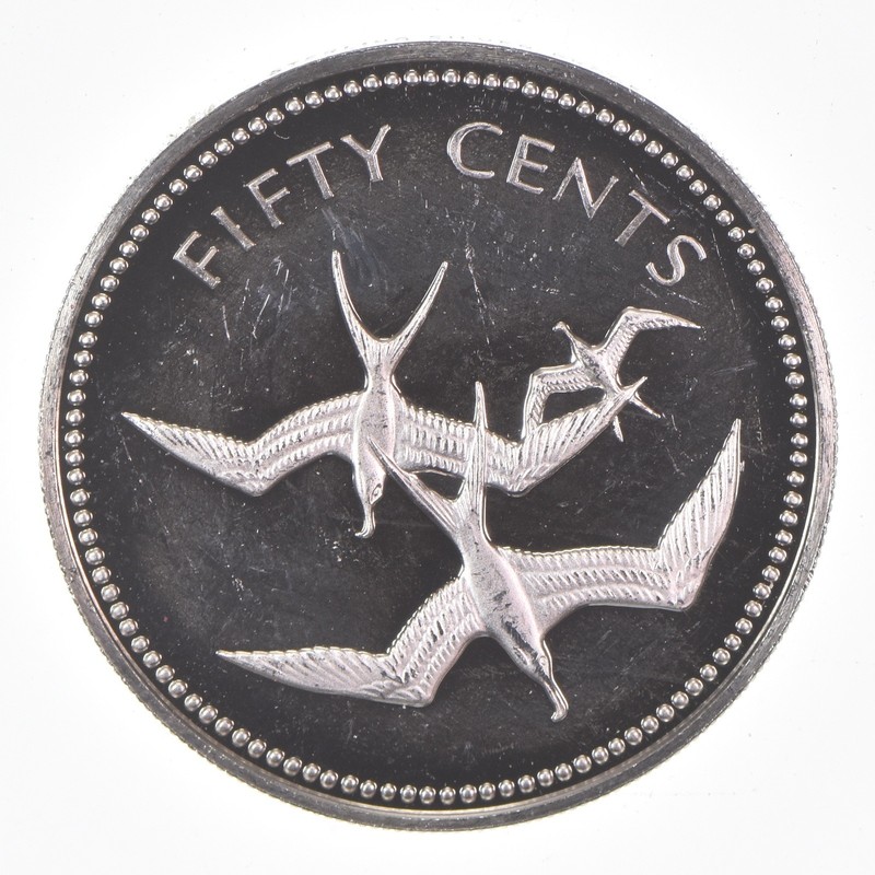 SILVER - WORLD Coin - 1974 Belize 50 Cents - World Silver Coin *071
