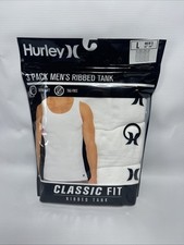 Hurley  Men's 3-Pack Ribbed Tank Cotton Blend Tag Free White  L 42-44 New