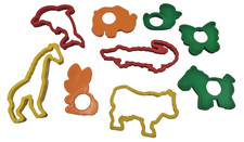 Plastic Cookie Jello Clay Cutters Shape Zoo Animals Kids Bake Play DIY 9pc Lot
