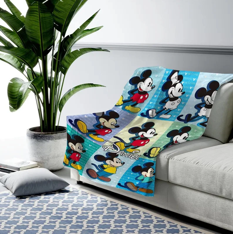 Disney Mickey Mouse Disneyland Multiple Versions Customize Fleece Blanket