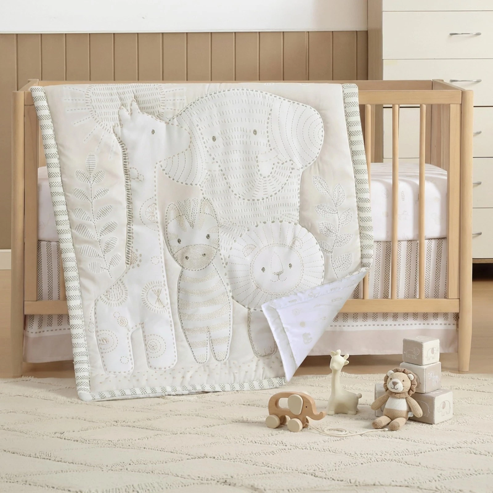 The Hōmistry 3-Piece Crib Bedding Set for Boys & Girls - Reversible Quilt, Fi...
Opens in a new wind