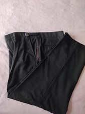 Men's Black Tuxedo Pants Pleated Front with Satin Stripe 36 Waist Wool Formal