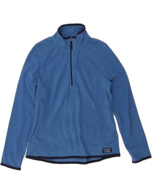 L.L.BEAN Damen Petite Zip Neck Fleece Pullover UK 10 Small blau Polyester BR04