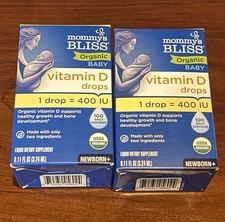 Mommy's Bliss Organic Baby Vitamin D Drops. .11oz-3.24ml each, Exp 5-2027-2 Pack
