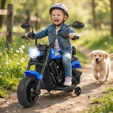 Kids Motorcycle w/Headlight Music Training Wheels Foot Pedal for Boys Girls