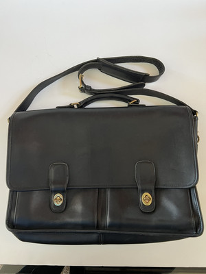VINTAGE 80s COACH BLACK LEATHER 5275 METROPOLITAN MESSENGER BRIEF