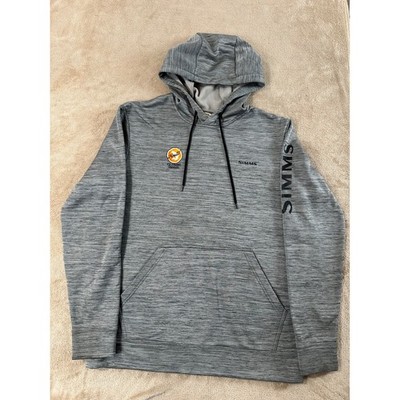 Simms Challenger Fishing Hoodie Men Size M Gray Trouts Fly Fishing Logo Colorado
