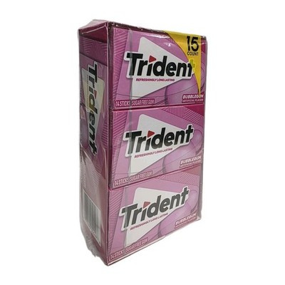Trident Bubblegum Sugar Free Gum, 15 Packs of 14 Pieces (210 Pcs) Free Shipping