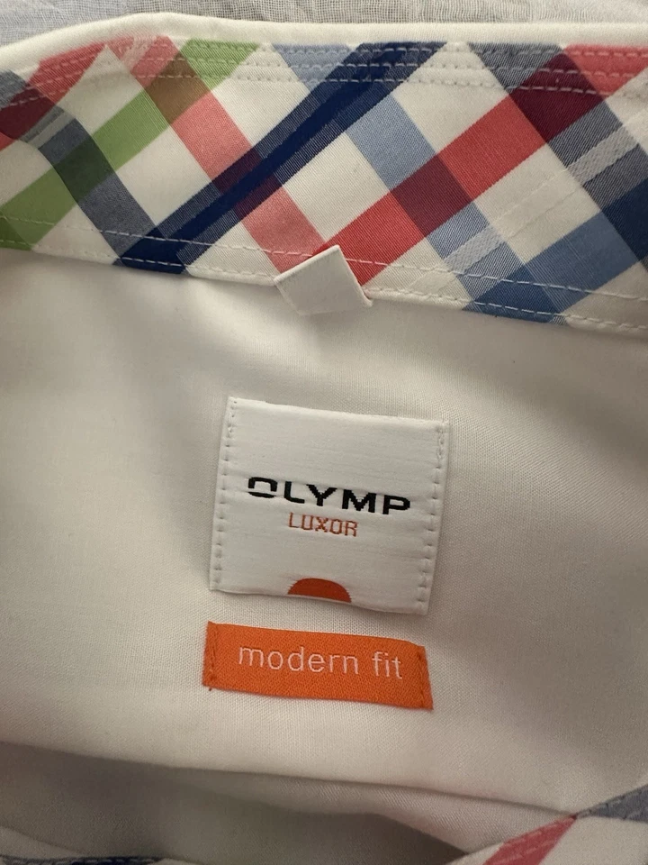 Olymp Luxor Modern Fit Button-Down Shirt Long Sleeve White Size 16.5 / 42 Preppy - Image 2 of 4
